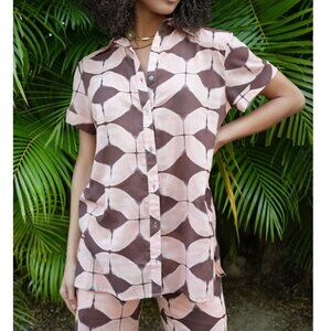 NWT DEBBIE KATZ ELIANA GRAPHICAL PRINT SHIRT TOP MEDIUM BEACH BOHO TROPICAL SWIM